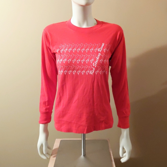 80s Red Stocking Revue Long Sleeve - Picture 1 of 3